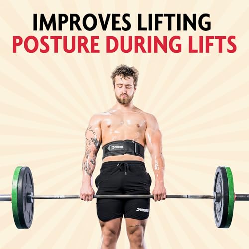 DMoose Fitness Weight Lifting Belt, Comfortable Lumbar & Back Support, Auto Locking Weight Belt to Keep Body in Proper Shape, 6 Inch Gym Belt for Squats, Deadlift, Cross Training for Men & Women