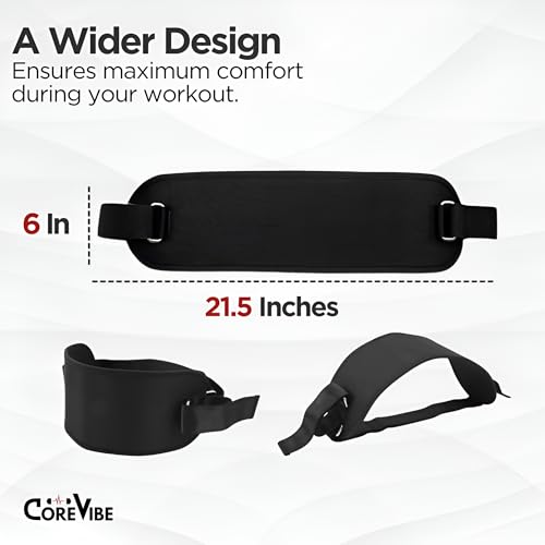 CoreVibe Exercise Hip Thrust Belt, Easy to Use with Kettlebells, Dumbbells or Plates, Adjustable for the Gym, Home or On the Go, Heavy & Light Weight Lifting, Glute Workout Equipment, Unisex
