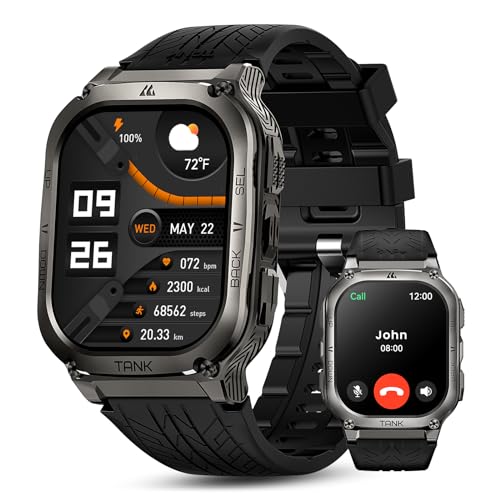 KOSPET Smart Watch for Men, 60-Day Long Battery Life, 50M Waterproof, Rugged Military(Full Metal), Answer/Make Call, Compatible for Android and iOS, 1.96'' AMOLED Always-on Display, AI Voice Assistant