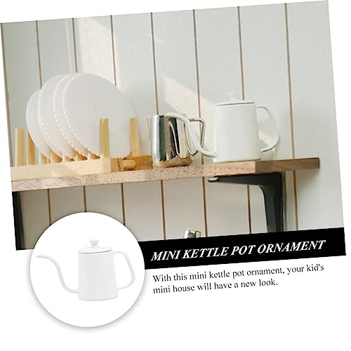 VICASKY 4pcs Simulation Coffee Pot Mini Coffee Kettle Statue Decor Mini Tea Kettle Decoration Mini Coffee Maker Mini Teapot Home Décor Mini House Furniture Metal White Lighthouse