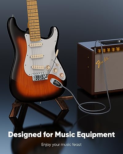 Highwings Guitar Cable 10FT,2-Pack 1/4 Inch Instrument Cable 6.35mm (1/4) TS to 6.35mm (1/4) TS Audio Cable Male to Male Straight-to-Straight for Electric Guitar, Mandolin,Bass AMP, Keyboard, Mixer