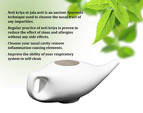 Wonder Care-Porcelain Ceramic Neti Pots Ergonomic Ceramic Neti Pot Sinus Rinse | Natural Pressure, Congestion & Infection Treatment
