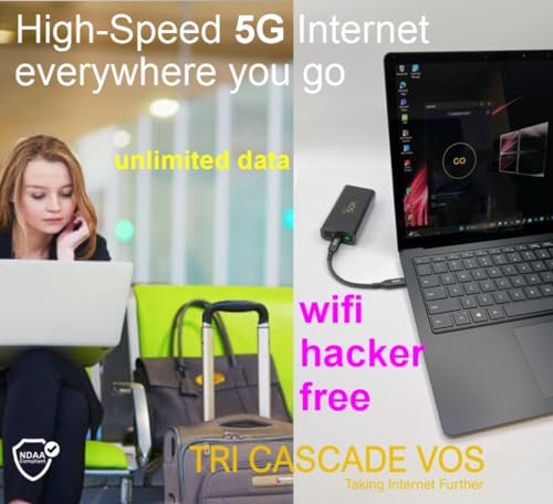 Tri Cascade VOS™ 5G Network Adapter, Supports Mac OS, iPad OS, Windows, Linux, T-Mobile SIM Included, USB Modem Dongle for PC, Desktop, Gen10 iPad, MacBook, Surface Tablet