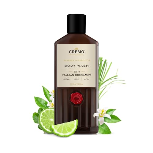 Cremo Rich-Lathering Italian Bergamot Body Wash for Men, Notes of Italian Bergamot, Neroli Blossom, and Fresh Vetiver, 16 Fl Oz