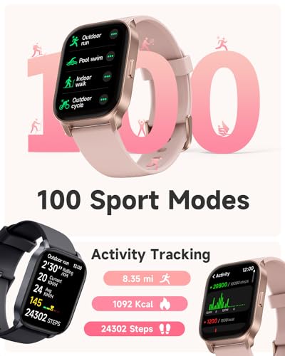 Smart Watch for Women(Answer/Make Calls), Alexa Built-in, Fitness Tracker, Heart Rate/Sleep Tracker/100 Sports/IP68 Waterproof, Smartwatch Compatible Android iPhone
