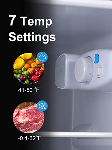 KRIB BLING Refrigerator with Freezer 3.5 Cu.Ft with 7 Level Adjustable Thermostat Control 2 Door Energy Saving Top-Freezer Compact Refrigerator Silver