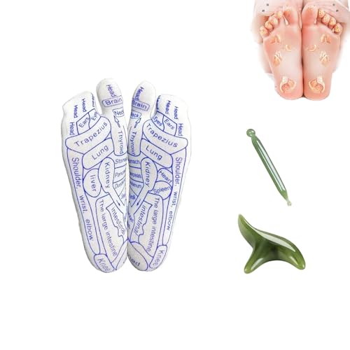 Reflexology Socks Set，Reflexology Socks with Tools,Reflexology Socks with Trigger Point Massage Tool，Acupressure Reflexology Foot Massage Socks (Men,1pairs-Green)