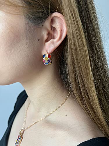 3 Pieces Fashion Noble Women Colorful Crystal Necklace Earrings Set Jewelry Pendant for Women Wedding Party Jewellery Gift