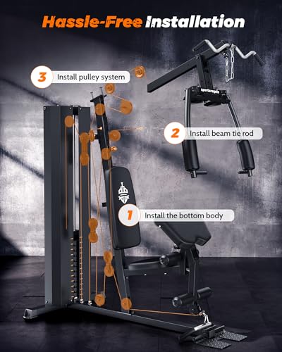 Sportsroyals Home Gym, Exercise Equipment with 154LBS Weight Stack, Multi Gym Equipment for Full Body Workout with Pulley System