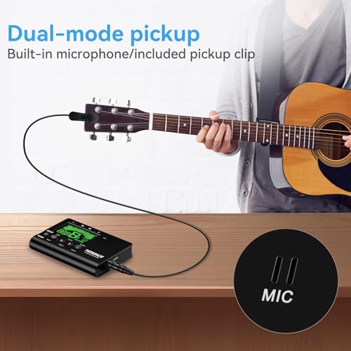 TERENCE Metronome Tuner, 3 in 1 Digital Metronome Tuner Tone Generator for Guitar, Bass, Ukulele, Chromatic, Clarinet, Trumpet and All Musical Instruments, with LCD Color Display, Volume Adjustable