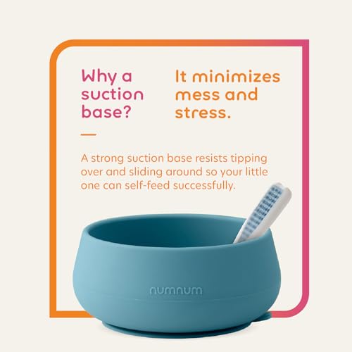 NumNum Suction Bowls | Extra Strong Suction | Non-Slip Design | Durable 100% Food Grade Silicone BPA-Free | for Babies & Toddlers 4 months+, 2 Baby Bowls (Mauve/White)