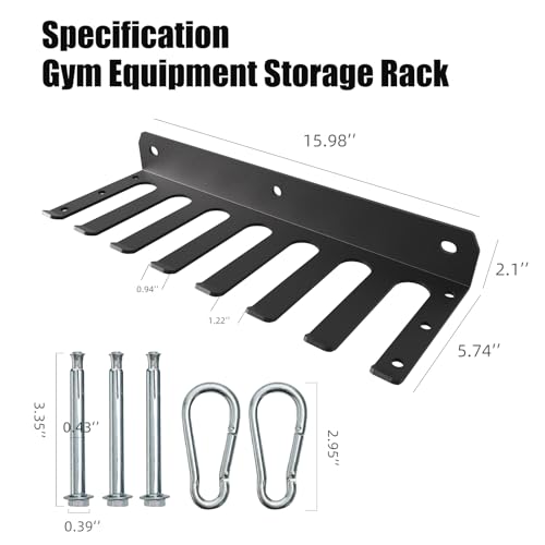 Multi-Purpose Gym Equipment Storage Rack-Heavy-duty 8 Hook, Home Gym Accessories Storage Rack, Barbell Holder Strength Training Free Weight Racks for Resistance Bands Jump Ropes Carabiners Included