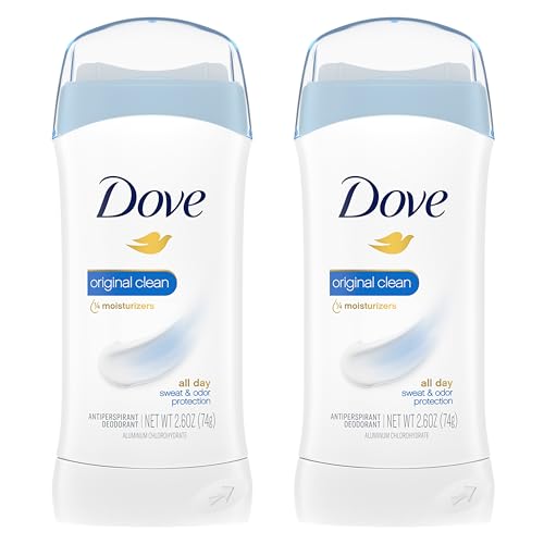 Dove Invisible Solid Antiperspirant Deodorant Stick for Women, Original Clean, For All Day Underarm Sweat & Odor Protection 2.6 oz, 2 Count