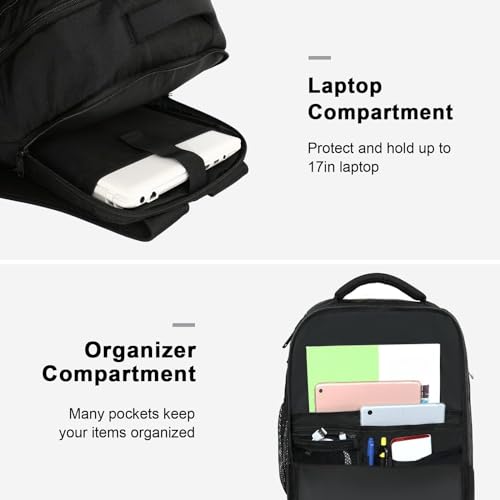 MATEIN Carry on Backpack, 40L Flight Approved Large Travel Laptop Backpack with USB Charge Port, 17 Inch Water Resistant Luggage Computer Daypack College Overnight Weekender Bag for Men & Women, Black