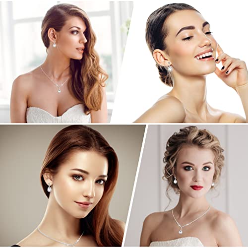 Yolev Bridal Wedding Jewelry Set for Wedding Simple Teardrop Dangle Crystal Prom Women's Bridesmaid Jewelry Set for Wedding Party