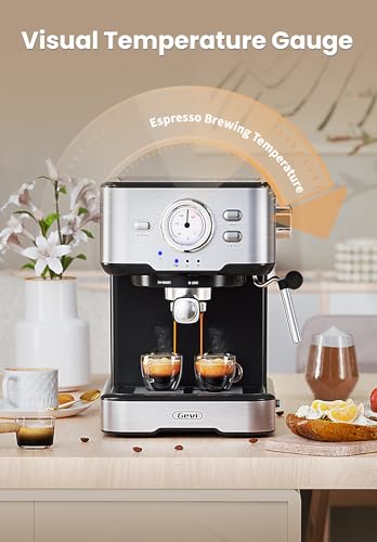 Gevi Espresso Machine High Pressure,Compact Espresso Coffee Machines with Milk Frother Steam Wand,Professional Coffee,Cappuccino,Latte Maker for Home,Espresso Maker, Gift for Coffee Lover and Dad