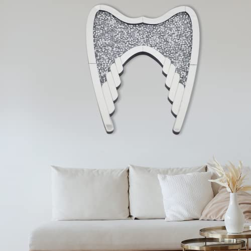 Guardian Angel Wing Crystal Rhinestone Diamond Glass Mirror for Home Decoration Wall Hang Mirror Glass Diamond Décor