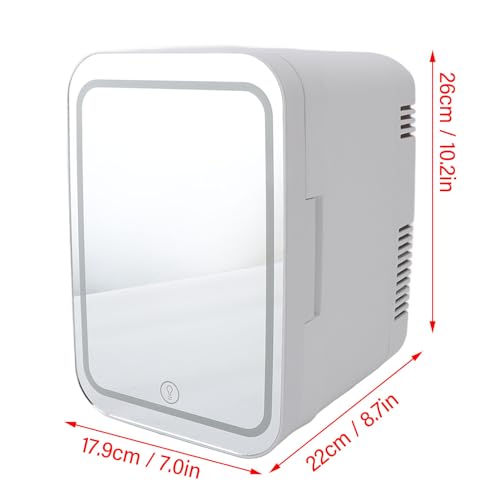 Skincare Fridge with LED Light Mirror, 4L Mirrored Door Makeup Mini Refrigerator for Bedroom, Car, Office, Dorm, Portable Small Personal Beauty Fridge for Cosmetics, Skin