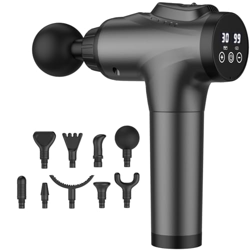 Massage Gun, Muscle Massage Gun for Athletes Handheld Electric Deep Tissue Back Massager, Percussion Massage Device for Pain Relief with 30 Speed Levels 9 Heads