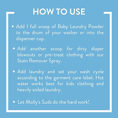 Molly's Suds Baby Laundry Detergent Powder | Removes Formula, Poop & Spit-Up Stains | Extra Gentle for Newborns (Fragrance Free)
