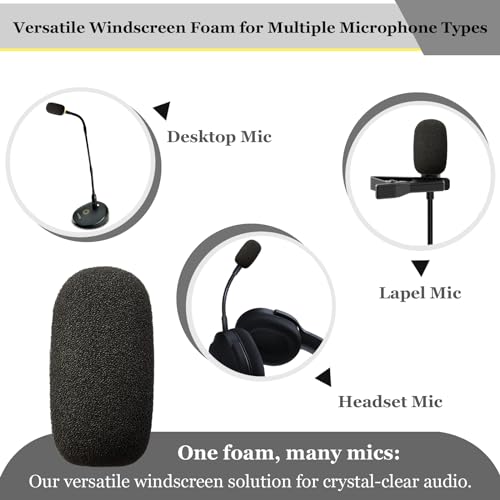 10 Pack Foam Windscreen for Headset Microphone - Sponge Mini Foam Shield, High-Density Mic Covers for Lavalier and Lapel Mics Protection