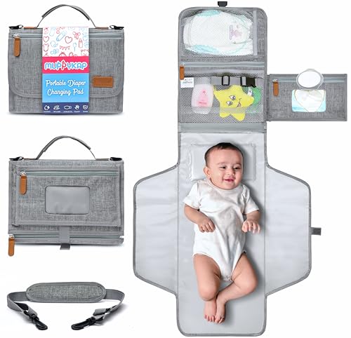 Portable Changing Pad with Shoulder Strap - Detachable Travel Changing Pad - Baby Shower Gifts - Fully Padded & Lightweight - Baby Boy Gifts - Diaper Changing Pad - Changing Mat 27"x22"