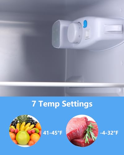 FLS-80-SILVER 3.5Cu.Ft Compact Refrigerator, Small Refrigerator with freezer, Retro Fridge with Dual Door, 7 Level Adjustable Thermostat for Garage, Dorm,Bedroom, Office, Apartment