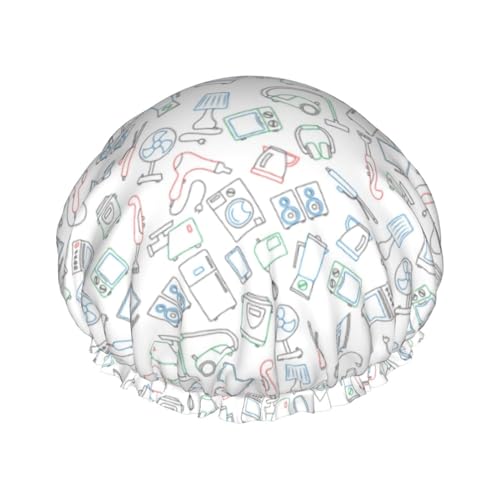 Hair Cap for Shower - Household appliances Double Layer Shower Cap Reusable Waterproof, Large Shower Cap for Women, Hair Cap for Shower with Peva Lining and Elastic Rope