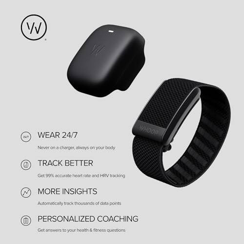 WHOOP 4.0 with 12 Month Subscription – Wearable Health, Fitness & Activity Tracker – Continuous Monitoring, Performance Optimization, Heart Rate Tracking – Improve Sleep, Strain, Recovery, Wellness
