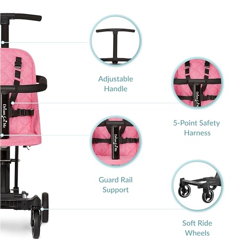 Lightweight and Compact Coast Rider Stroller with One Hand Easy Fold, Adjustable Handles and Soft Ride Wheels, Pink, 365-PINK
