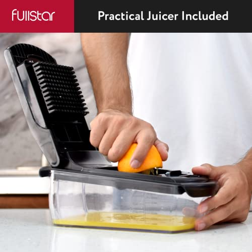 Fullstar Vegetable Chopper, Cheese Slicer, Food Chopper, Veggie Chopper, Onion Chopper, Vegetable Chopper with Container, Mandoline Slicer & Cheese Grater (11 in 1 - Black)
