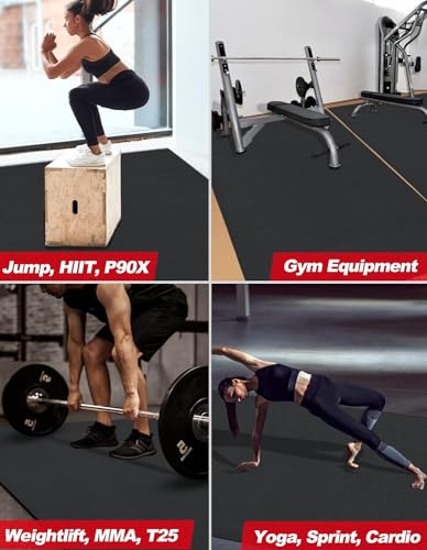 7' x 5' x 7mm Extra Large Exercise Mat, [35 Sq.Ft] Heavy-Duty & Extreme Non-Slip Rubber Gym Flooring for Home Gym, Pro Yoga Mat Gym Mat for Home Workout & Exercise Equipment, Shoe-Friendly
