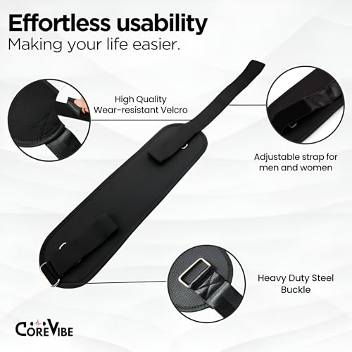 CoreVibe Exercise Hip Thrust Belt, Easy to Use with Kettlebells, Dumbbells or Plates, Adjustable for the Gym, Home or On the Go, Heavy & Light Weight Lifting, Glute Workout Equipment, Unisex