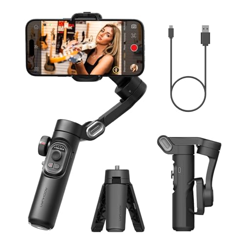 Phone Gimbal Stabilizer 3-Axis Smartphone Foldable Gimbal for iPhone Gimble with Focus Wheel TikTok YouTube Vlog Stabilizer for iPhone 15 14 13 12 Pro Max&Android-Smart XE