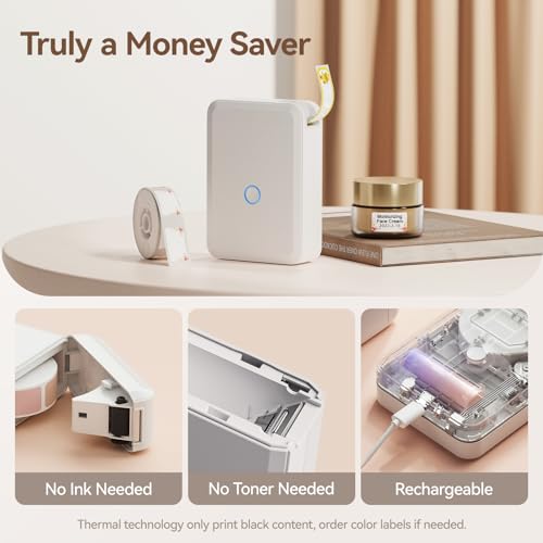 NIIMBOT D110 Label Maker Machine with Tape, Small Thermal Sticker Printer with 0.59''x1.18'' Labels, Portable Bluetooth Connection, Monochrome