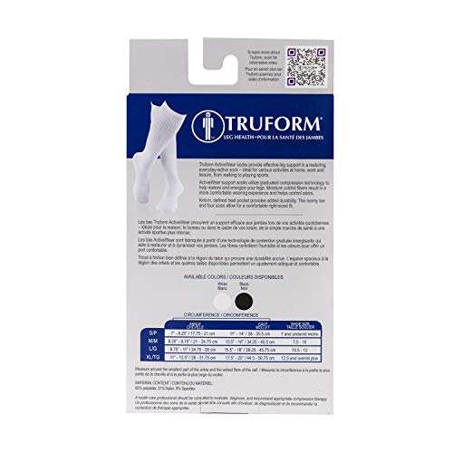 Truform Compression Socks, 20-30 mmHg, Men's Gym Socks, Knee High Over Calf Length, Black, X-Large