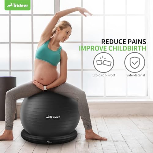 Trideer Ball Chair Yoga Ball Chair Exercise Ball Chair with Base & Bands for Home Gym Workout Ball for Abs, Stability Ball & Fitness Ball Seat to Relieve Back Pain