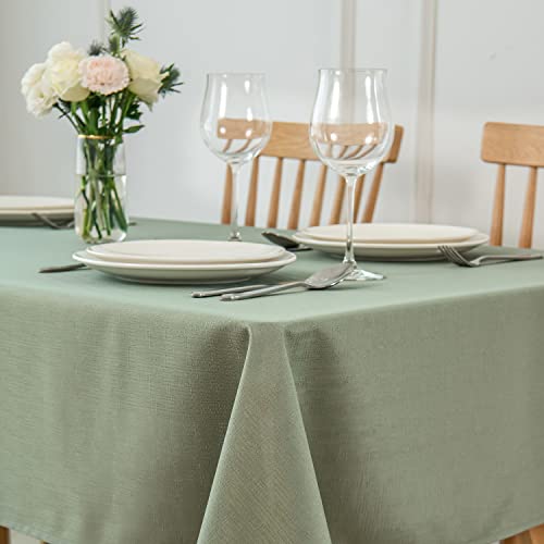 maxmill Rectangle Slubby Textured Tablecloth Waterproof Spillproof Wrinkle Free Table Cloth, Kitchen Dining Room Decoration, Fabric Table Cover for Holiday Party Dinner, 52 x 70 Inch, Sage Green