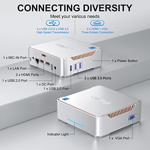 KAMRUI GK3 Plus Mini PC 16GB RAM 512GB M.2 SSD,12th Alder Lake N95 (up to 3.4GHz) Micro PC, 2.5''SSD, Gigabit Ethernet, 4K UHD, WiFi, BT, VESA/Home/Business Mini Desktop Computer
