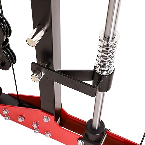 Altas Strength Home Gym Smith Machine with Pulley System Gym Squat Rack Pull Up Bar Upper Body Strength Training Leg Developer Light Commercial Fitness Equipment Included Accessories 3058