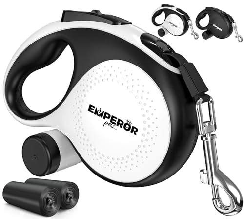 Emperor Pets 26 ft Retractable Dog Leash For Large Dogs - Up to 110lbs, Dog Leashes for Medium Dogs, Large Dog Leash Heavy Duty Dog Leash Retractable 26 ft, Dog Leashes for Large Breed Dogs -Aura BW26