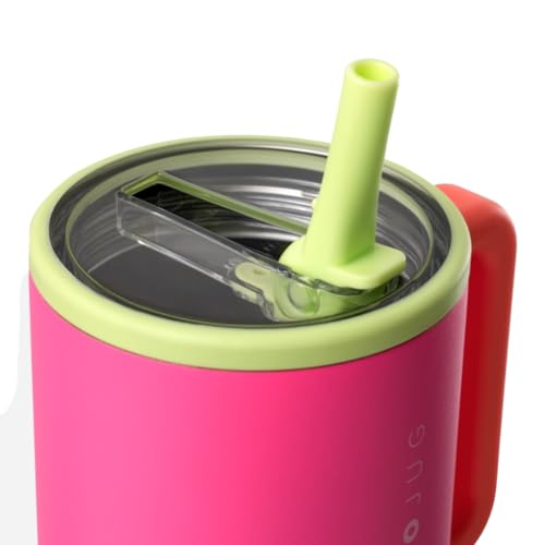 HydroJug Traveler - Modern 40 oz Tumbler with Handle & Simple Flip Straw - Car Cup Holder Friendly, Leak Resistant Water Bottle - Reusable Insulated Stainless Steel & Rubber Base