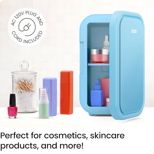 Iceman Portable Mini Fridge - Fits 8 x 12 oz Cans, Cooler and Heater Mini Fridge for Bedroom, Car, Office, Dorm and Skincare, AC/DC Car Plug-Compatible - Blue