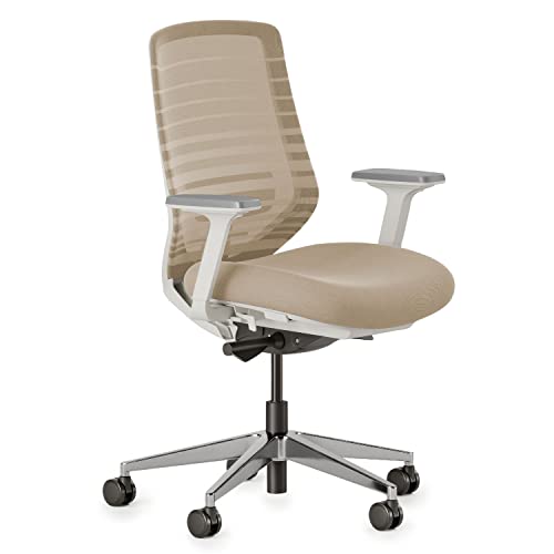 Ergonomic Chair - A Versatile Desk Chair with Adjustable Lumbar Support, Breathable Mesh Backrest, and Smooth Wheels - Experience Optimal Comfort and Support - Sand - White