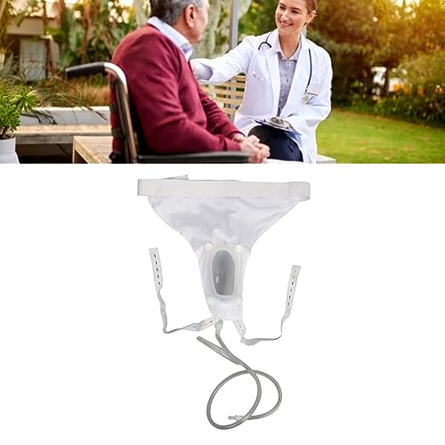 Male Urine Collector Bag, Silicone Large Capacity Urinary Incontinence Kit Funnel Urinal Pee Holder Collector Device for Elderly Patients