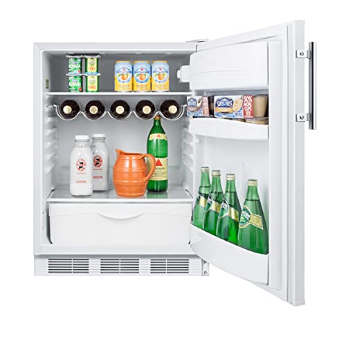 Summit Appliance FF63BK Freestanding Residential Counter Height 24" Wide All-refrigerator in Black Exterior with Auto Defrost, Deluxe Interior, Pro Style Handle and Adjustable Thermostat