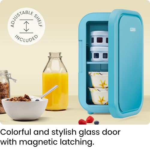 Iceman Portable Mini Fridge - Fits 8 x 12 oz Cans, Cooler and Heater Mini Fridge for Bedroom, Car, Office, Dorm and Skincare, AC/DC Car Plug-Compatible - Blue