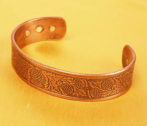 Touchstone Handcrafted Healing Copper Bracelet Hand Forged with Solid and High Gauge Tibetan Style Engraved Cuff Jewelry For Women Men