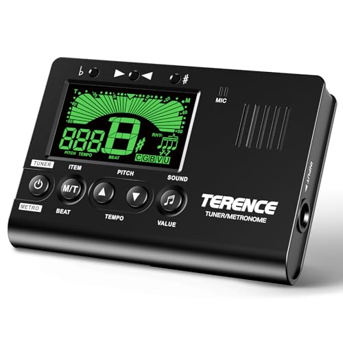 TERENCE Metronome Tuner, 3 in 1 Digital Metronome Tuner Tone Generator for Guitar, Bass, Ukulele, Chromatic, Clarinet, Trumpet and All Musical Instruments, with LCD Color Display, Volume Adjustable