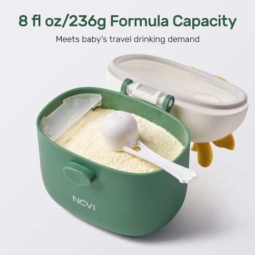 NCVI Baby Formula Dispenser On The Go, Formula Container To Go, Formula Holder for Travel, Outdoor Picnic with Baby Infant, Portable Container for Milk Powder, Snacks, Candy, Fruits (Green)